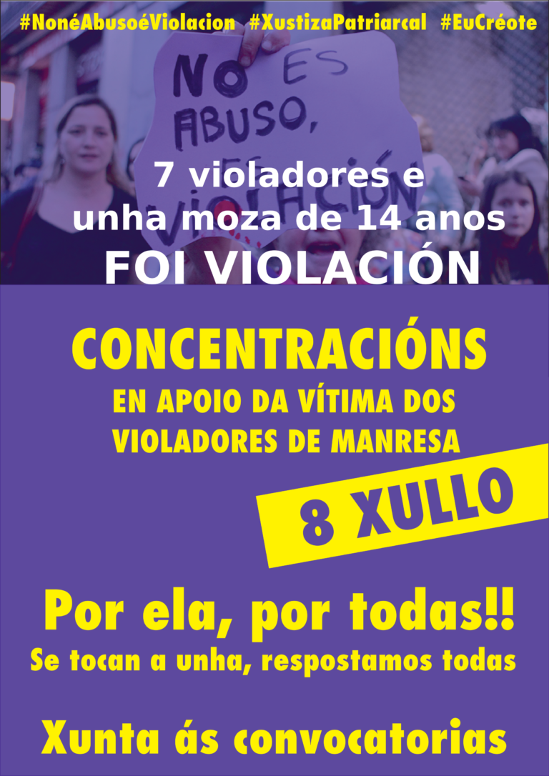 Concentracións en toda Galicia en apoio á sobrevivinte de Manresa